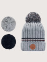 CABAIA Bonnet Beanie Manhattan Grey 3 Pompons
