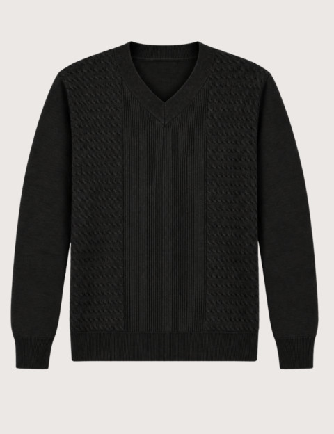 HBT BASICS KNITWEAR | FLAVIO Pull Torsades Femme Noir