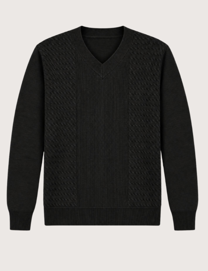 HBT BASICS KNITWEAR | FLAVIO Pull Torsades Femme Noir