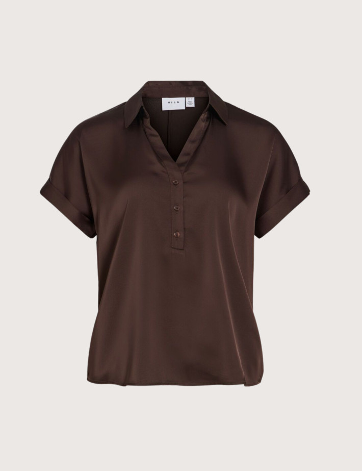 Vila Haut Femme Manches Courtes Enna Marron