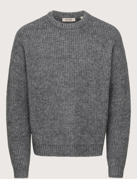 Only & Sons Pull Homme Bob Gris
