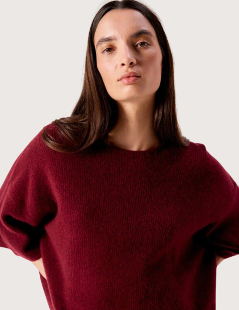 American Vintage Pull Ample Femme Manches 3/4 Damsville Cerisier Chiné - 3