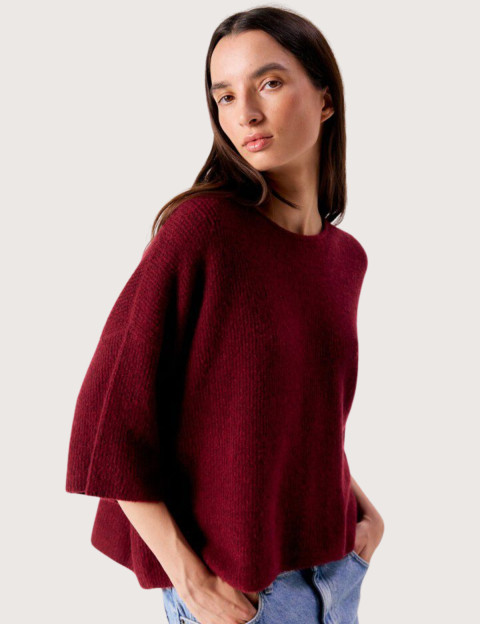 American Vintage Pull Ample Femme Manches 3/4 Damsville Cerisier Chiné - 4