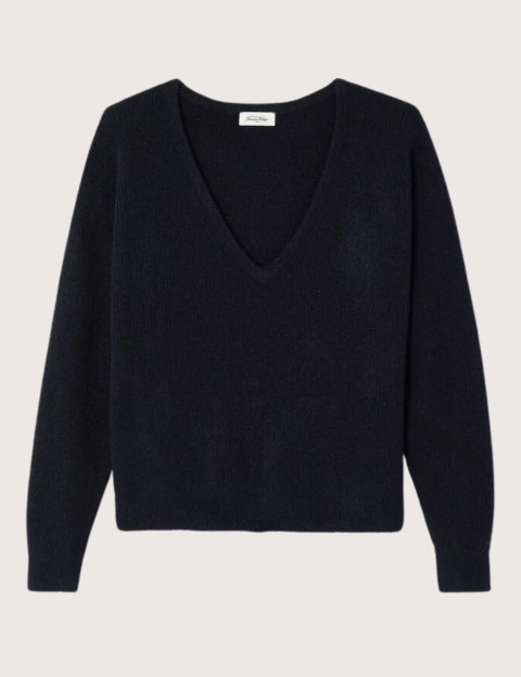American Vintage Pull Ample Femme Col V Damsville Noir