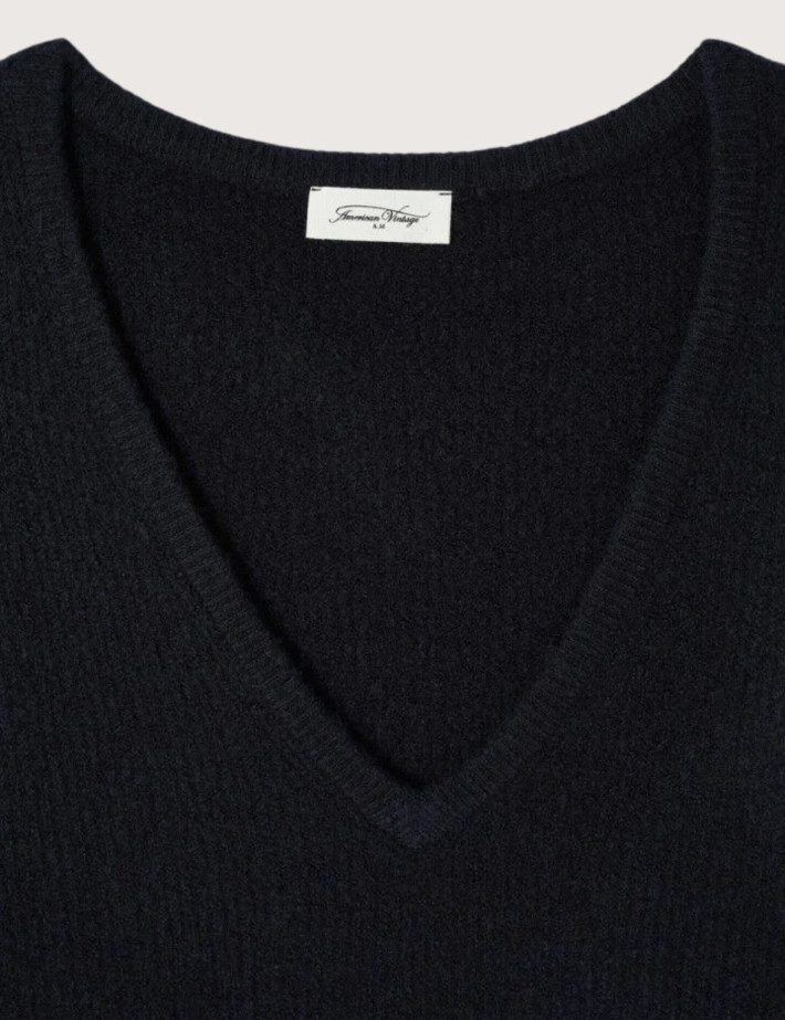 American Vintage Pull Ample Femme Col V Damsville Noir - 2