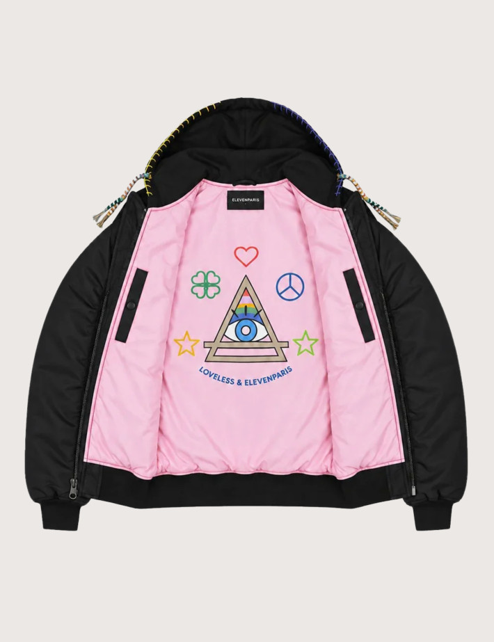 Eleven Paris Bomber Mixte à Capuche Cordons Colorés Tova Noir - 3