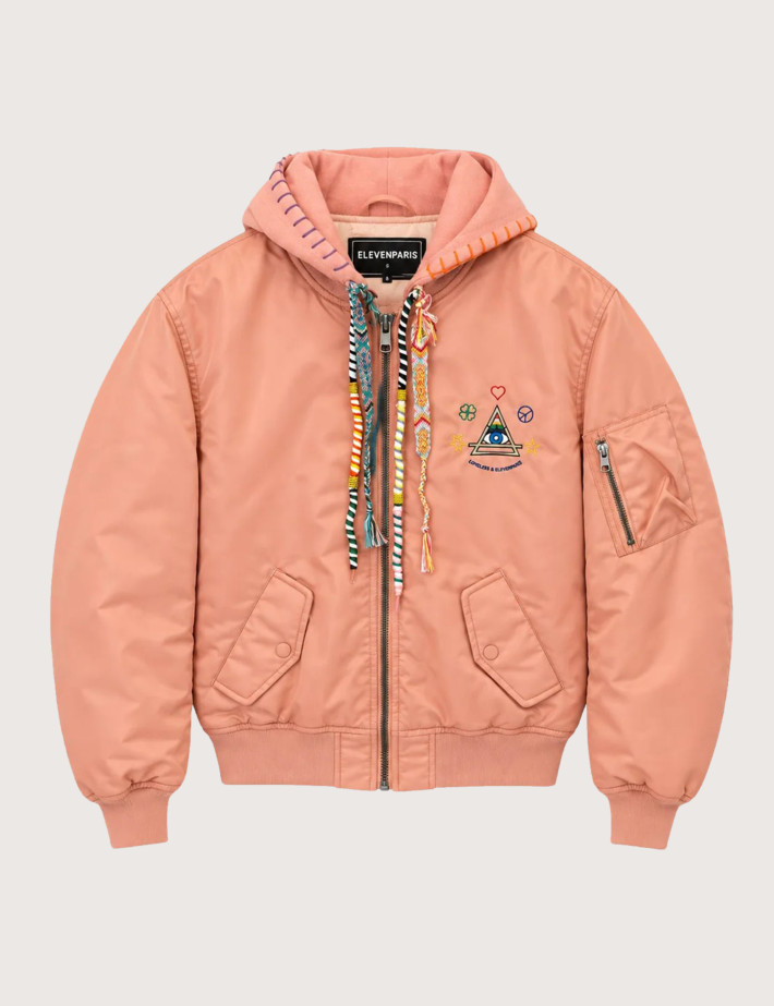 Eleven Paris Bomber Mixte à Capuche Cordons Colorés Tova Rose