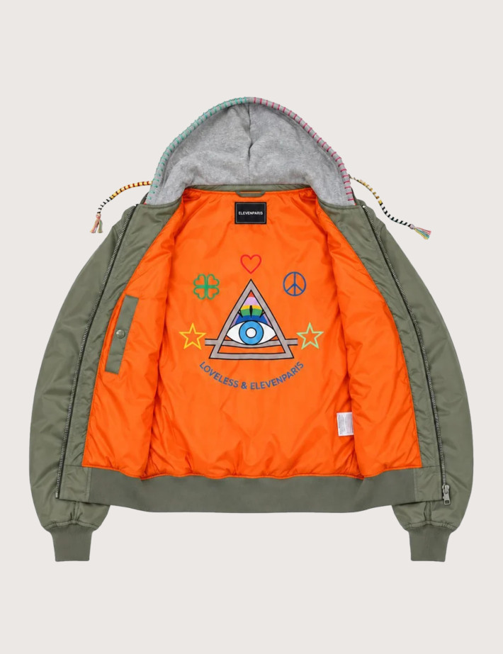 Eleven Paris Bomber Mixte à Capuche Cordons Colorés Tova Kaki - 2