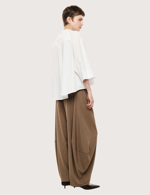 IMPERIAL Pantalon Large Cropped Taille Elastiquée Tabac - 4