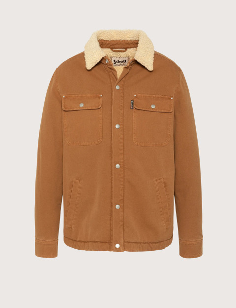 SCHOTT Veste Homme Chuks Trucker Col Sherpa Camel
