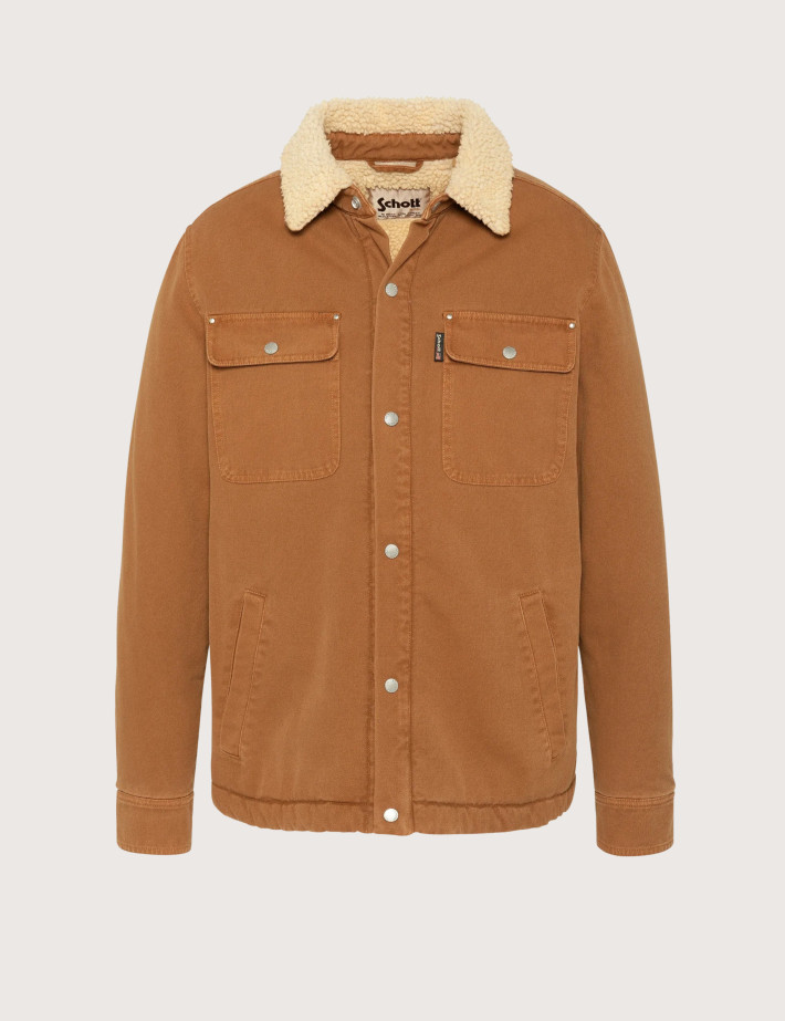 SCHOTT Veste Homme Chuks Trucker Col Sherpa Camel