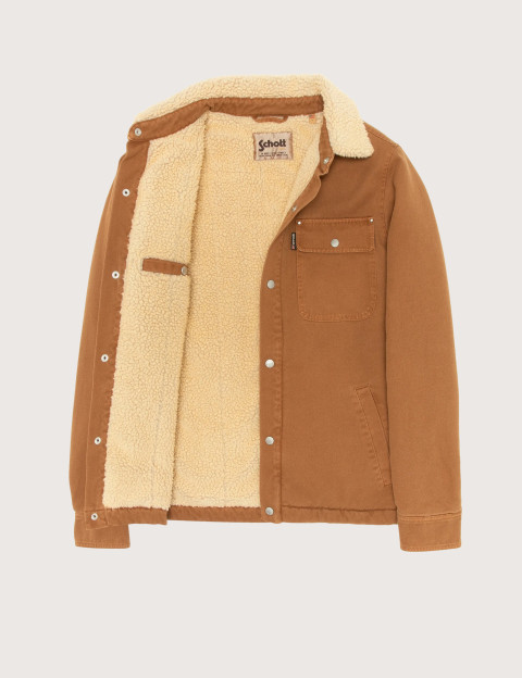 SCHOTT Veste Homme Chuks Trucker Col Sherpa Camel - 4