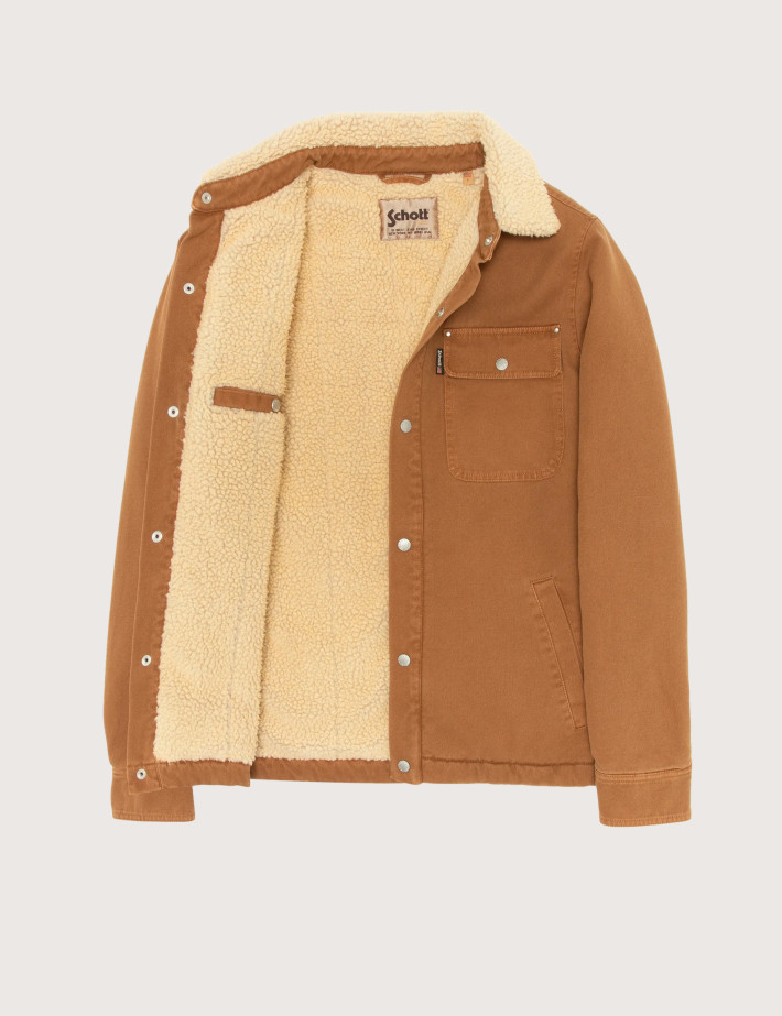 SCHOTT Veste Homme Chuks Trucker Col Sherpa Camel - 4