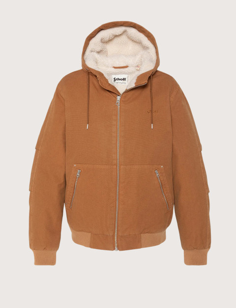 SCHOTT Blouson Homme Chandler à Capuche Camel