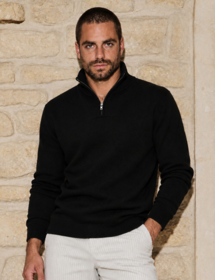 HBT BASICS KNITWEAR | DIEGO Pull Uni Homme Noir - 2