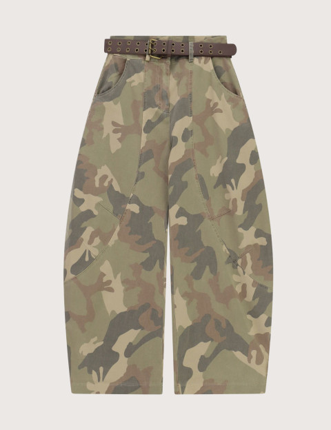 PLEASE Jean Femme Coupe Ballon Motif Camouflage