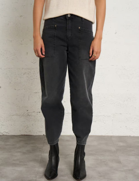 PLEASE Jean Femme Coupe Ballon Grandes Poches Noir - 2
