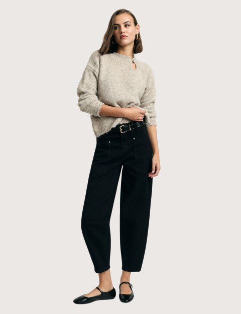 PLEASE Jean Femme Grandes Poches Noir - 4