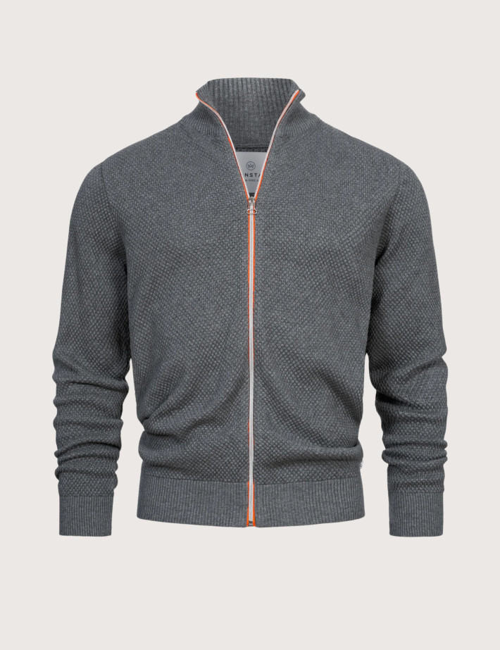 KRONSTADT Zipper en Maille Homme Erik Gris