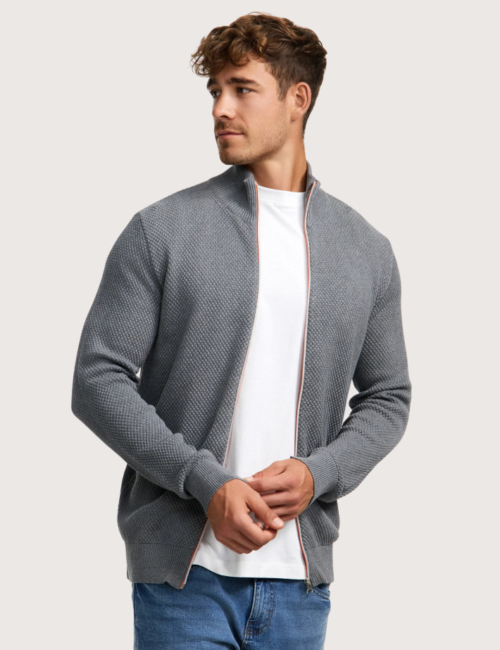 KRONSTADT Zipper en Maille Homme Erik Gris - 2