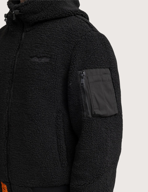 Veste Fourrure Capuche Unisexe Hood Noir - Bombers Original