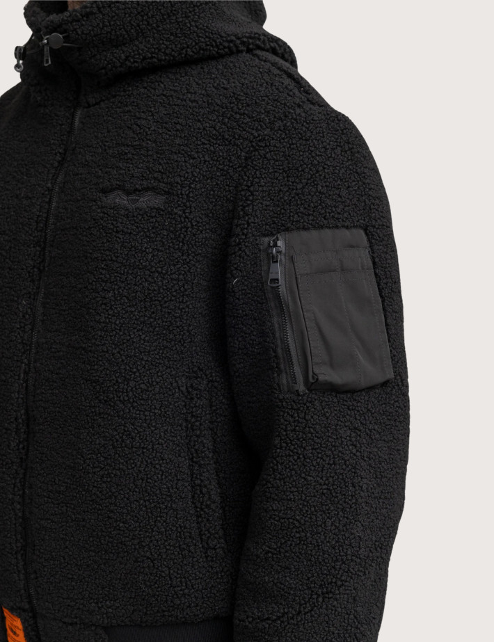Veste Fourrure Capuche Unisexe Hood Noir - Bombers Original