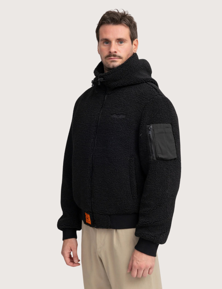 Veste Fourrure Capuche Unisexe Hood Noir - Bombers Original