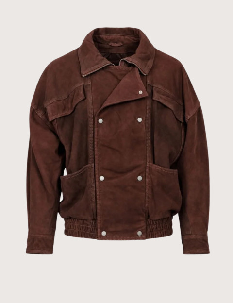 OAKWOOD Veste Femme Effet Suède Misoka Marron Foncé