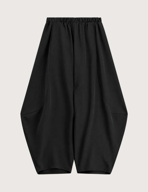 Pantalon Large Cropped Taille Elastiquée Noir - Imperial