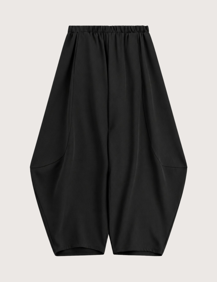 Pantalon Large Cropped Taille Elastiquée Noir - Imperial