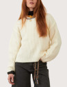 Minuit12 Pull Femme en Maille Toudoux Ecru
