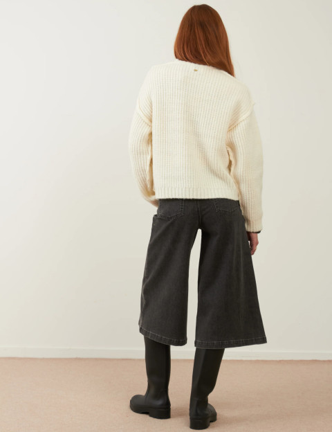 Minuit12 Pull Femme en Maille Toudoux Ecru - 3