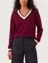 Minuit12 Pull Femme en Maille Criquette Bordeaux