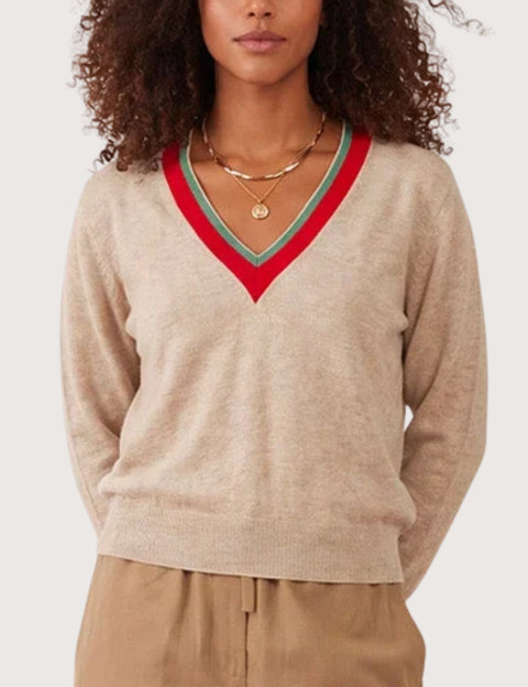 Minuit12 Pull Femme en Maille Criquette Beige