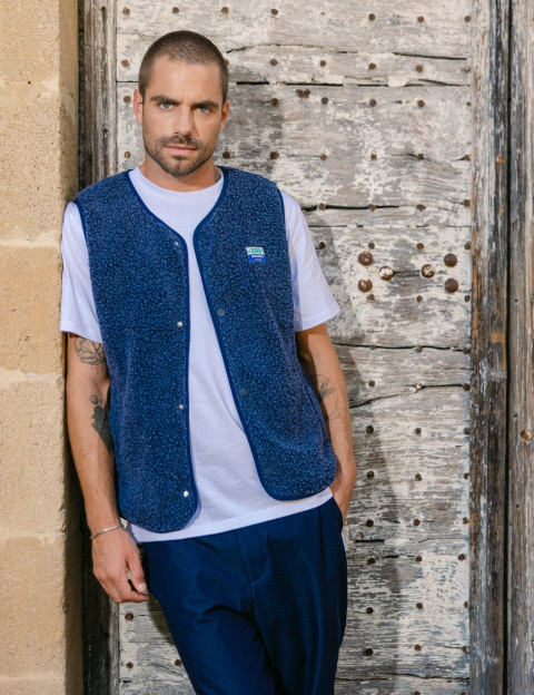 Veste Sans Manches Homme Hoktown Bleu Chiné - American Vintage