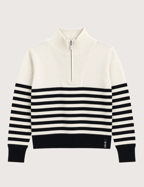 HBT BASICS KNITWEAR | LUIZA Pull Marinière Femme Ecru