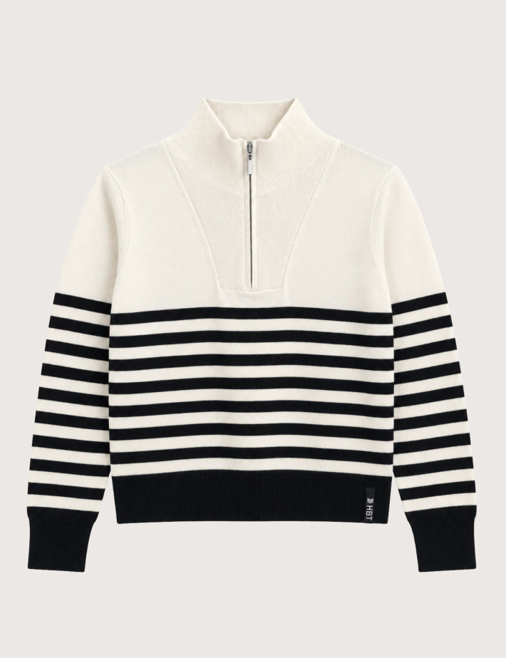 HBT BASICS KNITWEAR | LUIZA Pull Marinière Femme Ecru
